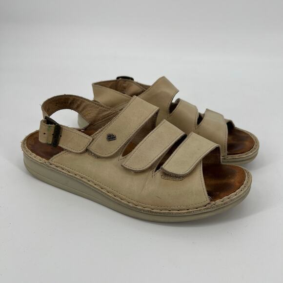 Finn Comfort Sylt Sandal EU 40 US 9 Rock Tan Leather Strappy Fisherman Germany - Picture 1 of 11